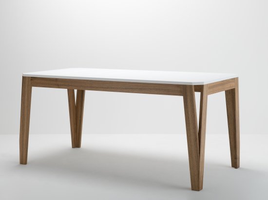HI-MACS® custom table in walnut and resin, made in France - MéliMélo