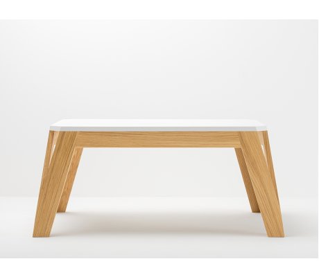 Table basse MéliMélo en chêne et résine HI-MACS® sur-mesure - Bois et design made in France