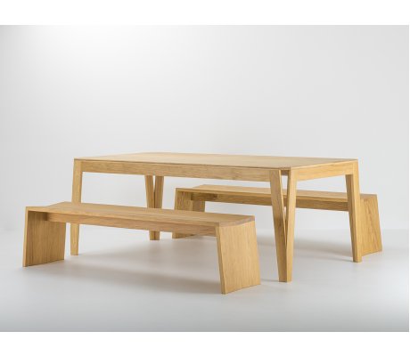 MéliMélo table and PAP benches in oak - Design and Solid Wood 100% Made in France