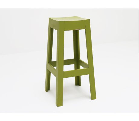 Tabouret de bar Wak en chêne laqué vert - prototype éco-responsable