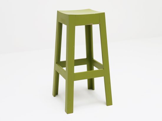 Tabouret de bar Wak en chêne laqué vert - prototype éco-responsable