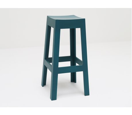 Tabouret de bar Wak en chêne laqué bleu d'occasion - prototype éco-responsable