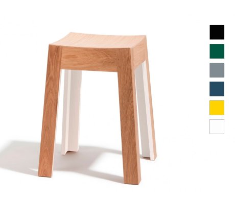 MiniWak stool in lacquered oak - Stool and customisable colour