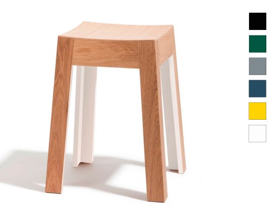 MiniWak stool in lacquered oak - Stool and customisable colour