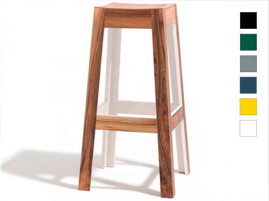 Tabouret Wak en noyer laqué