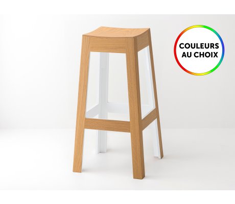 Custom color lacquered ash wood stool - Wak