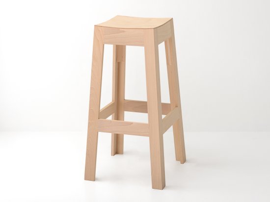 High stool in designer beech wood made in France