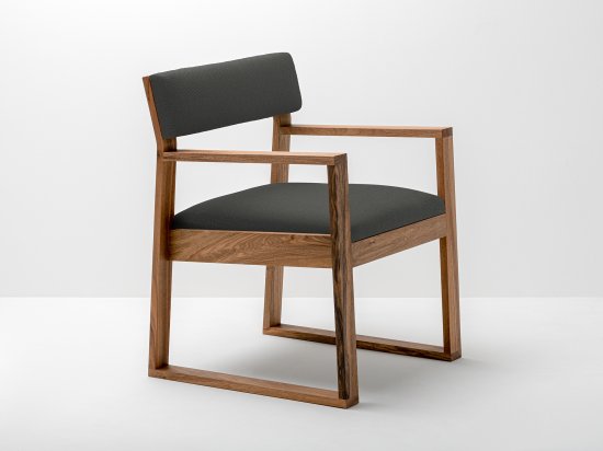 Gabriel® walnut and fabric lounge chair