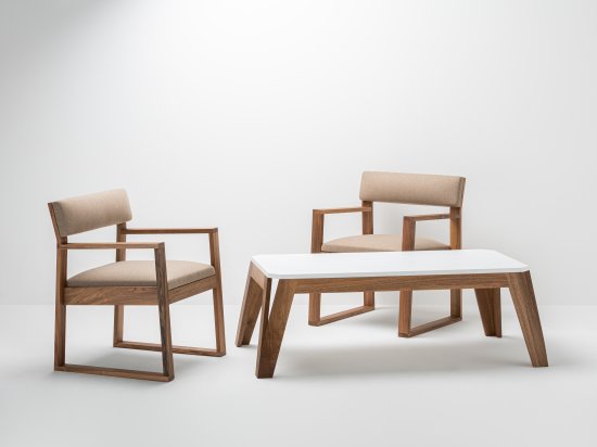 Scandinavian walnut and resin design coffee table Wood and design made in France