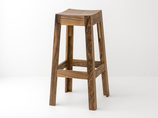 Wak bar stool in walnut - Wood and design made in France