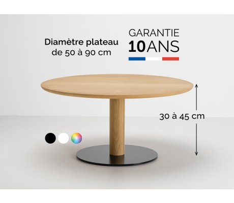 Table basse ronde en bois et métal diamètre 80 cm - photo diamètre 90 cm hauteur 45 cm