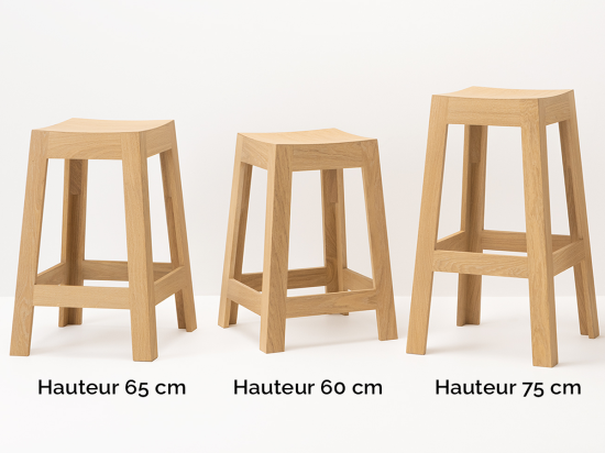 Designer bar stools in solid Oak - Wak standard height 60 and 75 cm